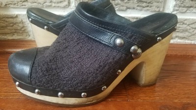 black suede clogs womens
