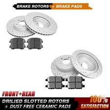 Front & Rear Drilled Rotors + Brake Pads for Nissan Rogue Sport Qashqai