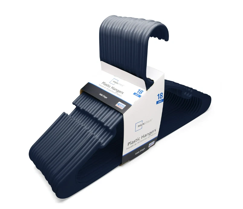 (Paquete de 2) Perchas para ropa Mainstays, paquete de 18, zafiro azul, plástico duradero Foto 2 de 4