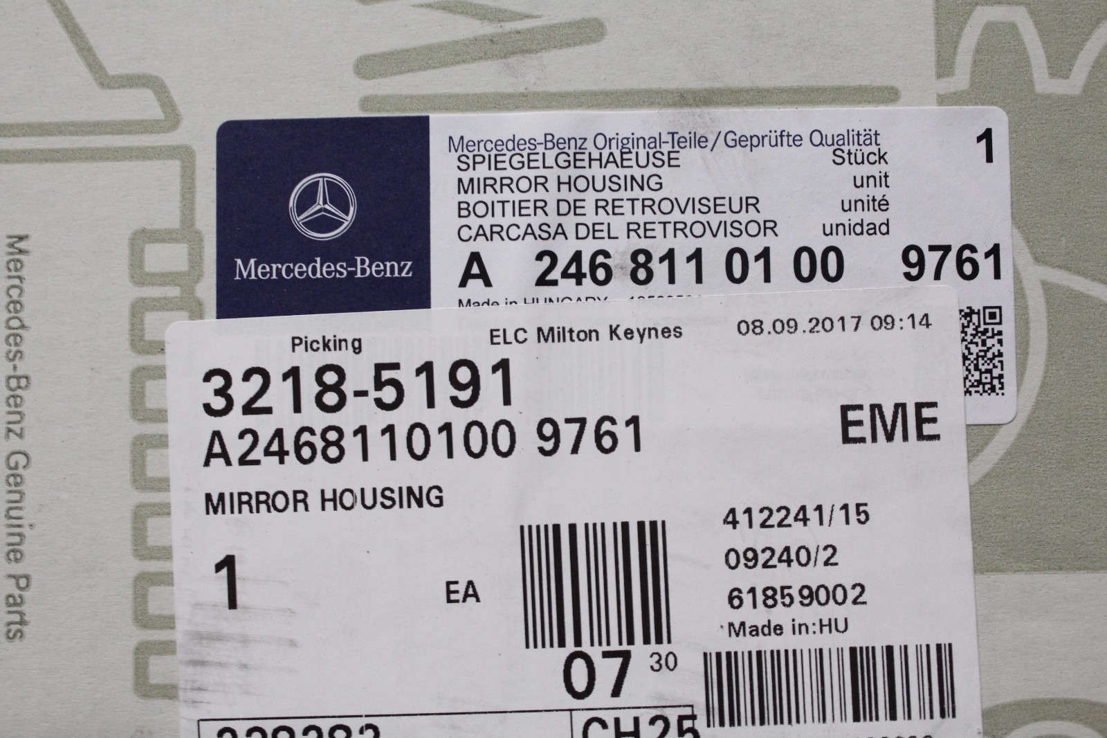 Genuine Mercedes-Benz LH Polar Silver Mirror Housing & Indicator 