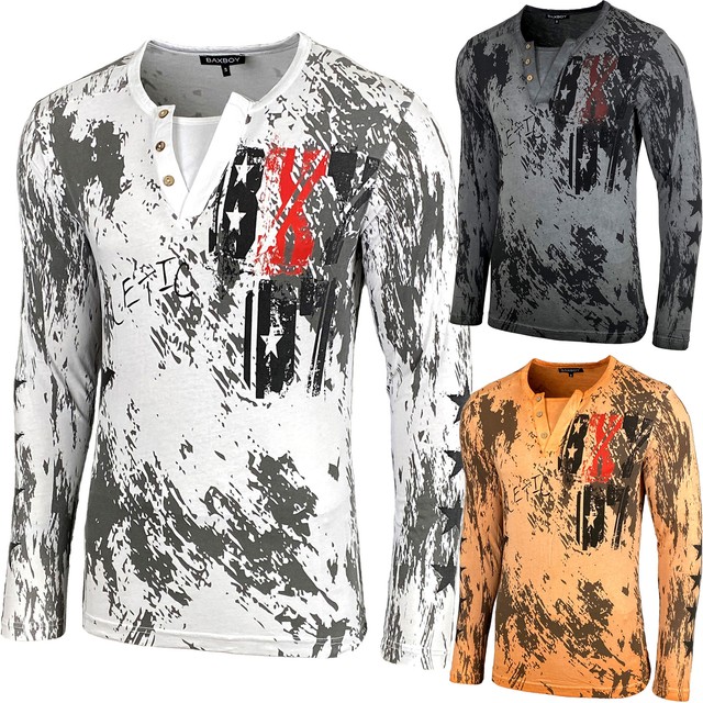 Herren Longsleeve T-Shirt Moderner Männer Langarmshirt Langarm Sweatshirt 702