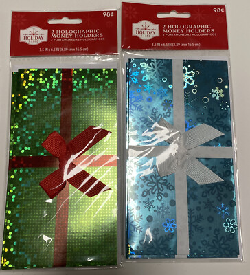 holographic christmas cards Holiday Time 2 Money Card Holders with Envelopes Joy and good tidings are being sent your way for a truly magical holiday 3D Rainbow Christmas Tree Greeting