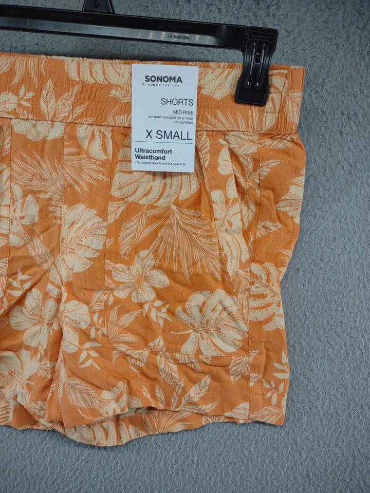 Pantalones Cortos Sonoma Tiro Medio Ultra Cómodos Cintura Talla XS Floral Verano Playa NUEVO  Foto 3 de 4