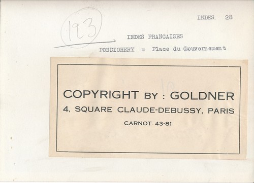 INDES FRANÇAISES c. 1935 - Place du Gouvernement Pondichéry - P 1425 - Picture 2 of 2