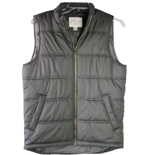 Weatherproof Vintage Men Size M Puffer Vest Lined Full Zip Hiking Gray