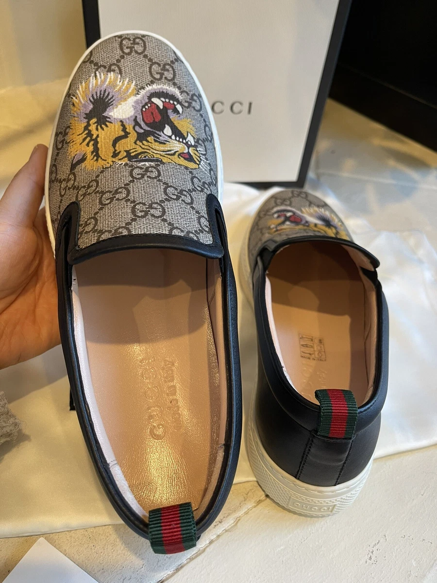 NWT Gucci Men Shoes Leather GG Guccissi tiger Loafer Slip on Sneaker  sz6/us6.5