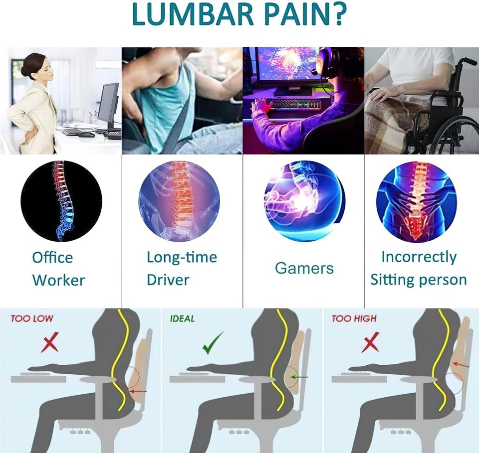 Lumbar Support Pillow for Office Chair Back Support Pillow Car Computer