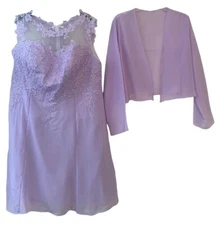 Wisteria Formal 2 Piece Dress Jacket Set Purple W Lace NWOT Women’s Size 14