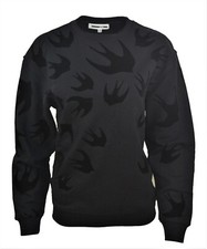 Alexander McQueen McQ Women's Velvet Swallow Bird Sweatshirt Jumper Black XS S L