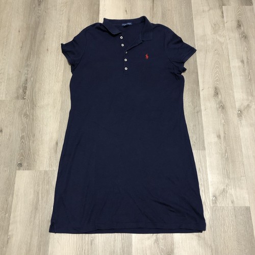 Vintage 90er Ralph Lauren Damen Medium Polo Rugby Shirt Kleid Vorbereitung altes Geld