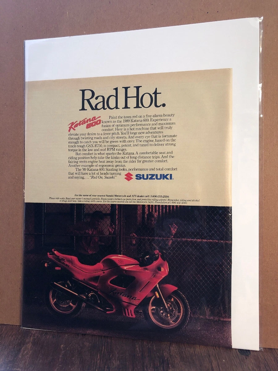 1989 SUZUKI KATANA 600 MOTORCYCLE Print Ad Excellent Color MH214