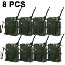 8Pack 5 Gal Jerry Can 20L Gas Gasoline Steel Tank Army Backup w/Holder Green
