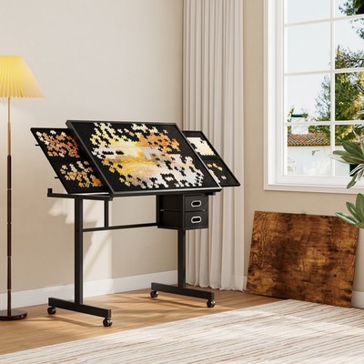 1000Pack Jigsaw Puzzle Metal Table Board with 4 Trays 2 Drawers for Adults Gifts