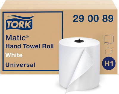 Tork Matic Paper Hand Towel Roll White H1, Universal, 100% Recycled Fiber, 6 Rol