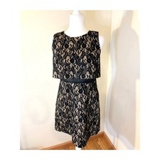 Forever 21 Womens Lace Sheer Midriff Sleeve Dress Black Size L