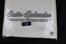 NEW VINTAGE BARDWIL LINENS TABLECLOTH OFF WHITE SATIN SPLENDOR 60X102"OVAL