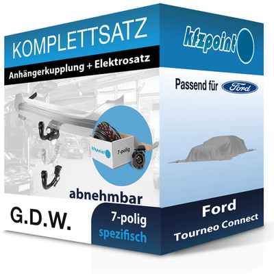 G.D.W. Anhängekupplung abnehmbar und ECS E-Satz 7polig für Ford Tourneo Con. 22-
