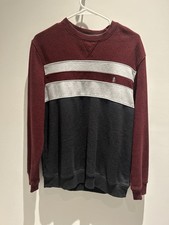 IZOD Men's Colorblock Knit Crewneck Pullover Sweater Burgundy Gray White M