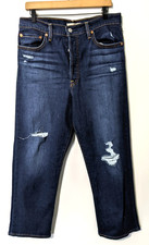 Levi's Women's Button Fly Ribcage Straight Ankle Denim Jeans Sz 31 Distressed