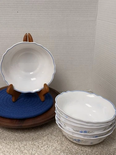 Set Of 6 Vintage Milk Glass French Arcopal Romantique Cereal Bowls Or Ice Cream