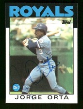 1986 Topps 541 Jorge Orta signed auto autograph centered, blue sharpie ASC BXCP5