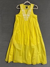 Tribal Femme Dress S Yellow Embroidered Shift Midi Cotton Sundress Summer