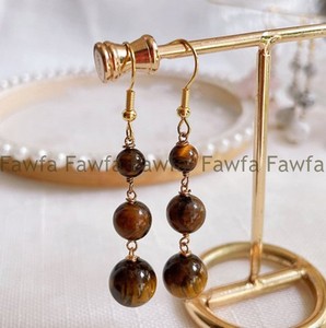 Authentic 6-10mm Natural Multicolor Round Gemstone Beads Gold Plated Hook Dangle Earrings