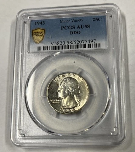 1943 Washington Quarter PCGS GRADED AU58 DDO MINOR VARIETY