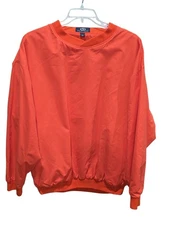 Vantage Mens L Orange Crew Neck Lined Pullover Windbreaker Jacket