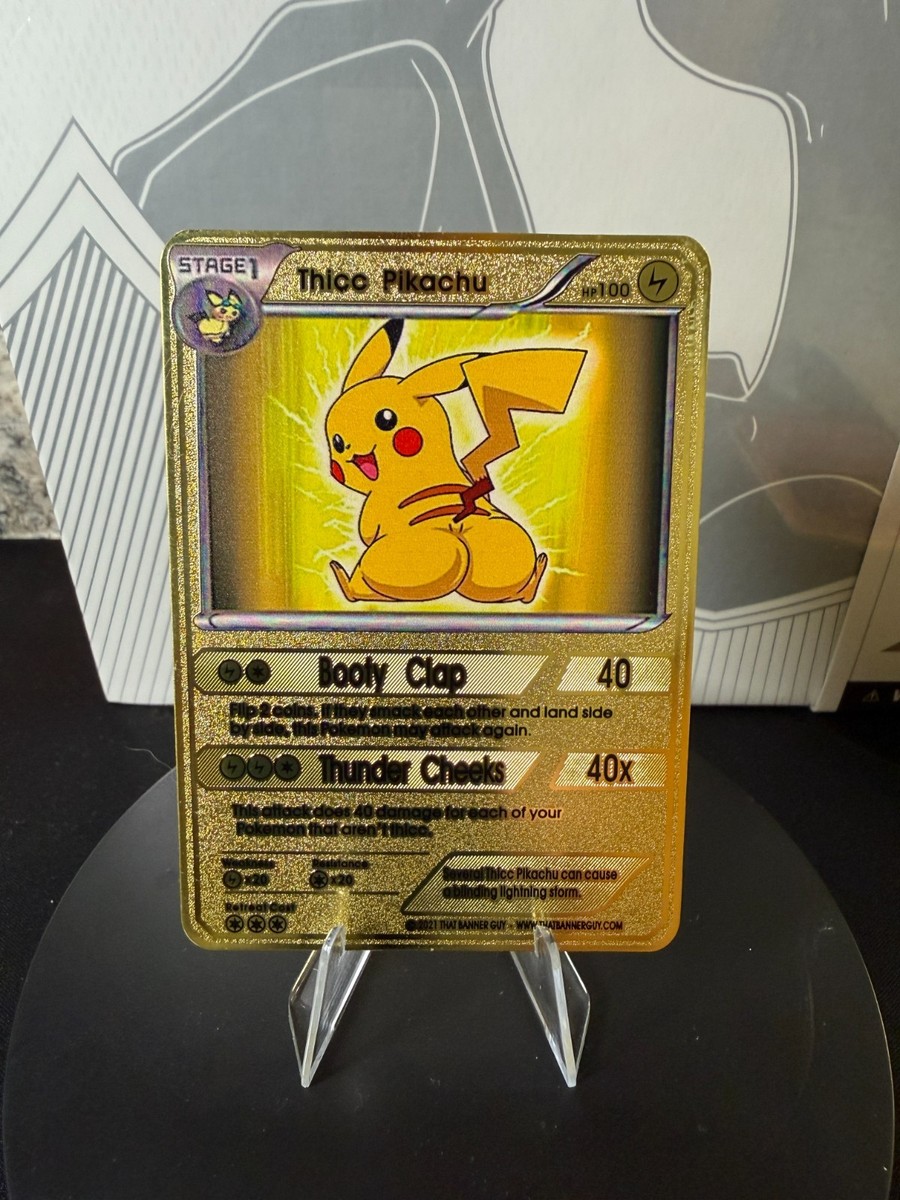 Thicc Pikachu Pokemon Premium Gold Metal Card Collectible Gift