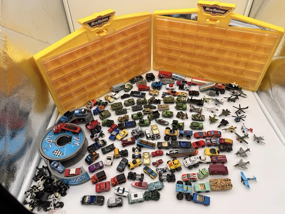 Vintage Micro Machines Lot 100+ Cars Tanks Planes Trailers Galoob + 2 Orig Cases - Image 2 of 4