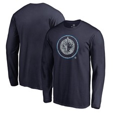 Men's Navy Winnipeg Jets Static Logo Long Sleeve T-Shirt