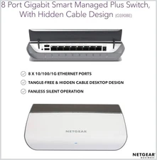NETGEAR 8-Port Smart Managed Plus Gigabit Desktop Switch with USB (GS908E)