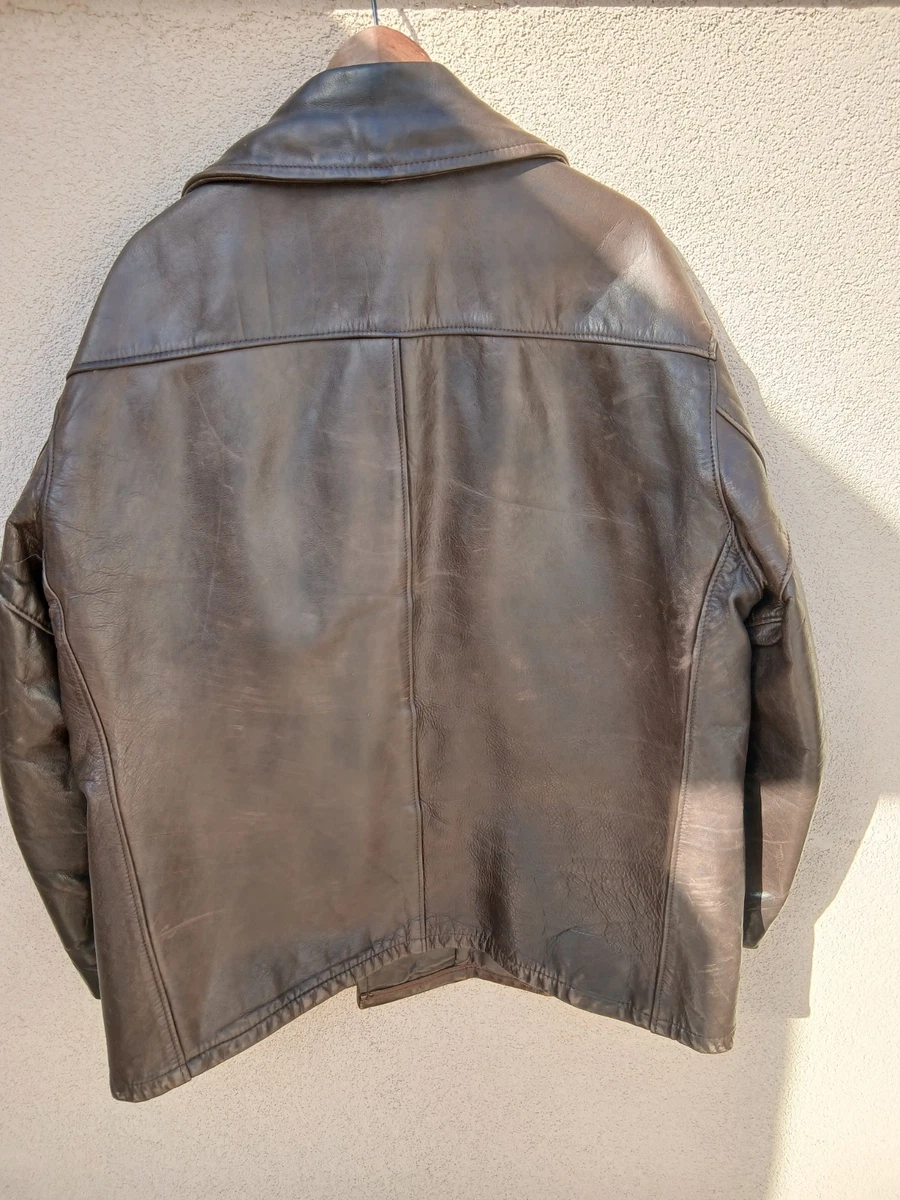 Abrigo Schott NYC cuero genuino guisante talla 48 XL marrón