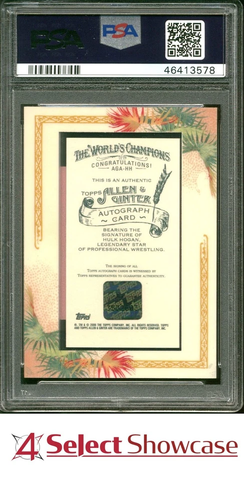 2006 TOPPS ALLEN & GINTER BASEBALL FRAMED AUTOGRAPH #AGAHH HULK HOGAN HOF PSA 9 - Image 2 of 4