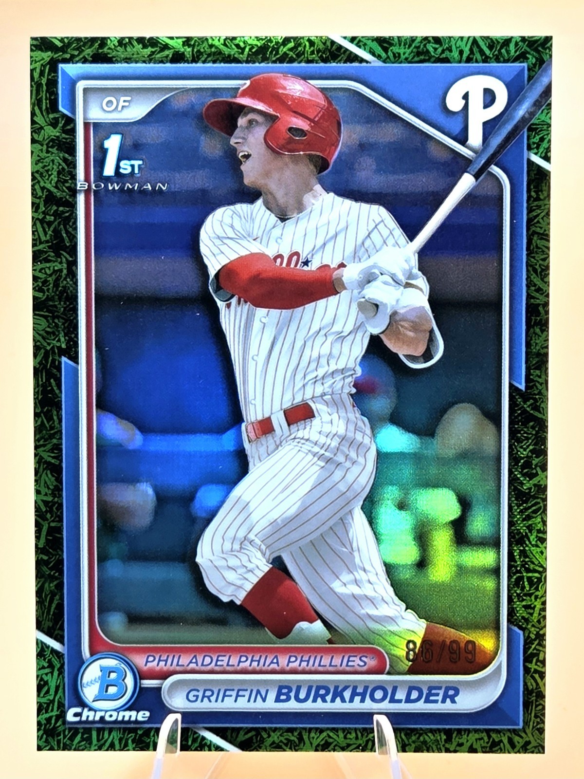 2024 Bowman Chrome GREEN GRASS #86/99 Griffin Burkholder BDC-60 *1st* ~Phillies~