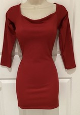 PRETTY  LITTLE THING: Little Red Bardot Bodycon dress, size UK8  (NWT )