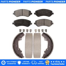 Front Rear Semi-Metallic Brake Pads Drum Shoe Kit For Dodge Grand Caravan Town &