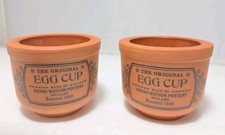 VINTAGE HENRY WATSON POTTERY THE ORIGINAL EGG CUP Set Of 2 Terracotta Egg Cups