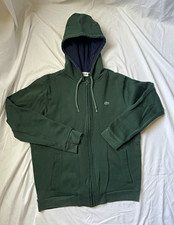 Vintage Lacoste Men s Green Logo Full Zip Hoo...