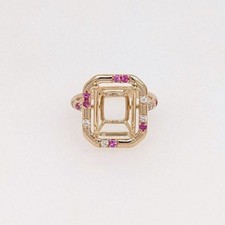 10x12 MM Emerald Cut Semi Mount Ring, 925 Sterling Silver Semi Mount Ring