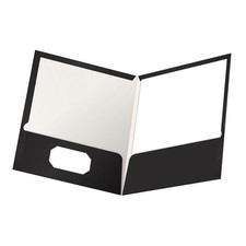 Oxford Laminated Twin-Pocket Folders Letter Size Black Holds 100 Sheets Of 25