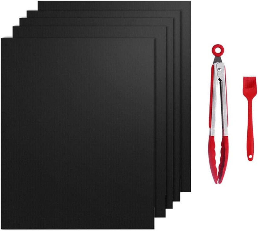 BBQ Grill Mat Set of 5 for Outdoor Grill, Non Stick Barbecue Baking Mats