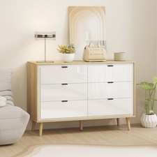LIKIMIO Cassettiera Scanalata 6 Cassetti – Rovere Naturale, Moderna, Per Camera Da Letto O Soggiorno - 4