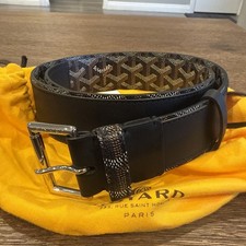 Goyard Florida Belt Black Goyardine Canvas On Black Leather 95 cm