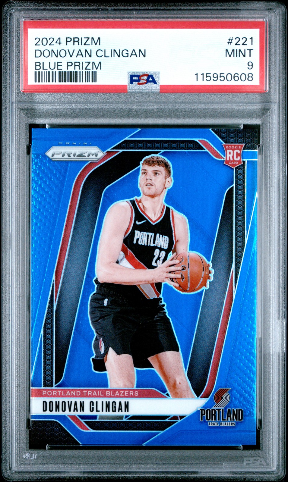 2024 Panini Prizm #221 Donovan Clingan Blue Prizms Rookie Card RC /199 PSA 9
