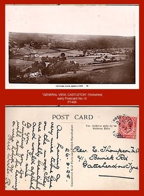 ''GENERAL VIEW, CASTLETON'' (nr Whitby) frühe s/w Glanzfoto Postkarte Nr. 15 ^
