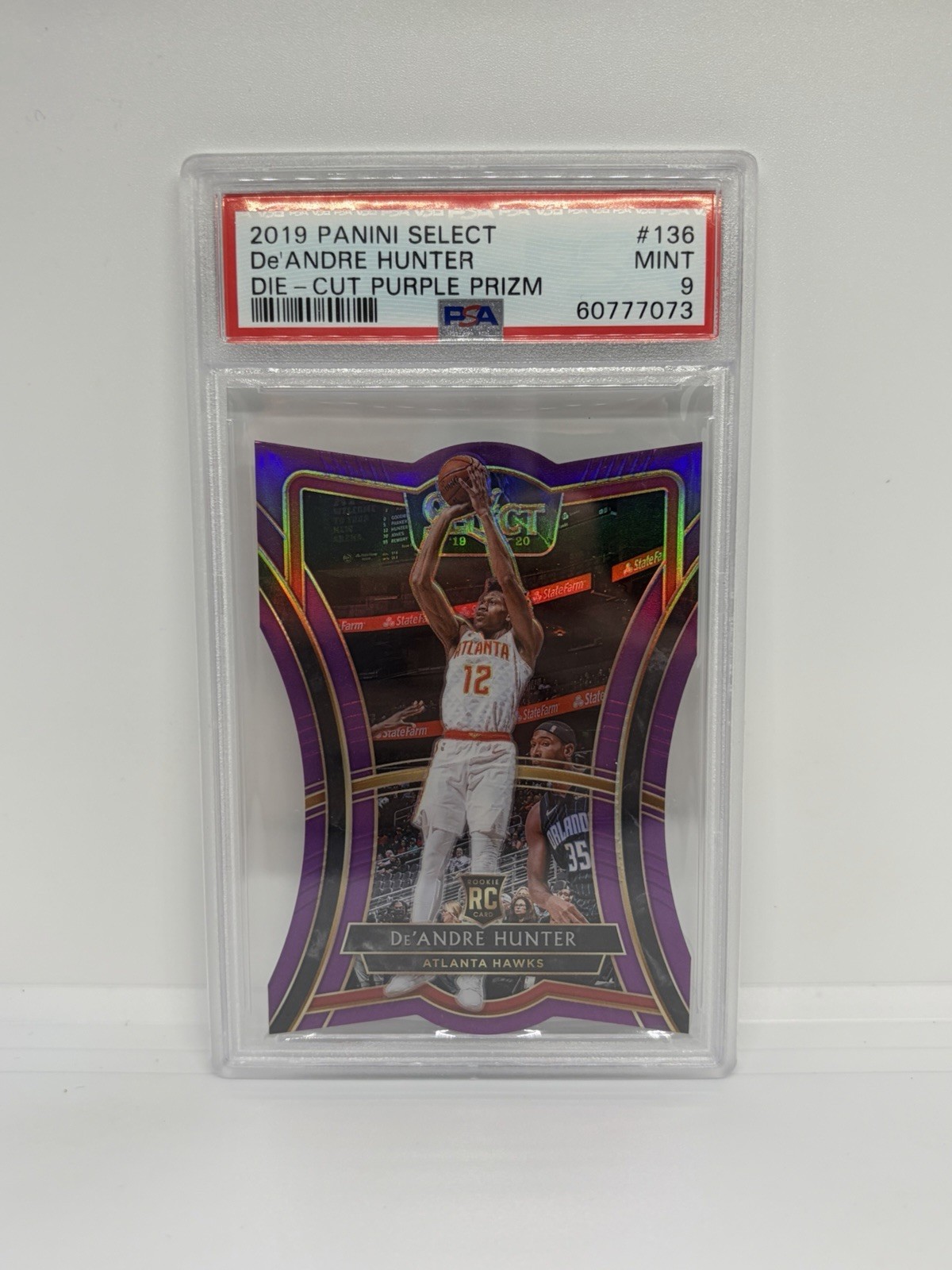 2019-20 Panini Select - #136 De’Andre Hunter Purple Die-Cut /99 RC PSA 9