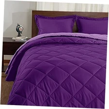  Down Alternative Comforter Set () - Reversible Bed Queen Purple/Lilac