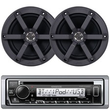 Kenwood KMR-D382BT Marine Bluetooth CD Radio, 2x 6.5" 100 Watt Boat Speakers